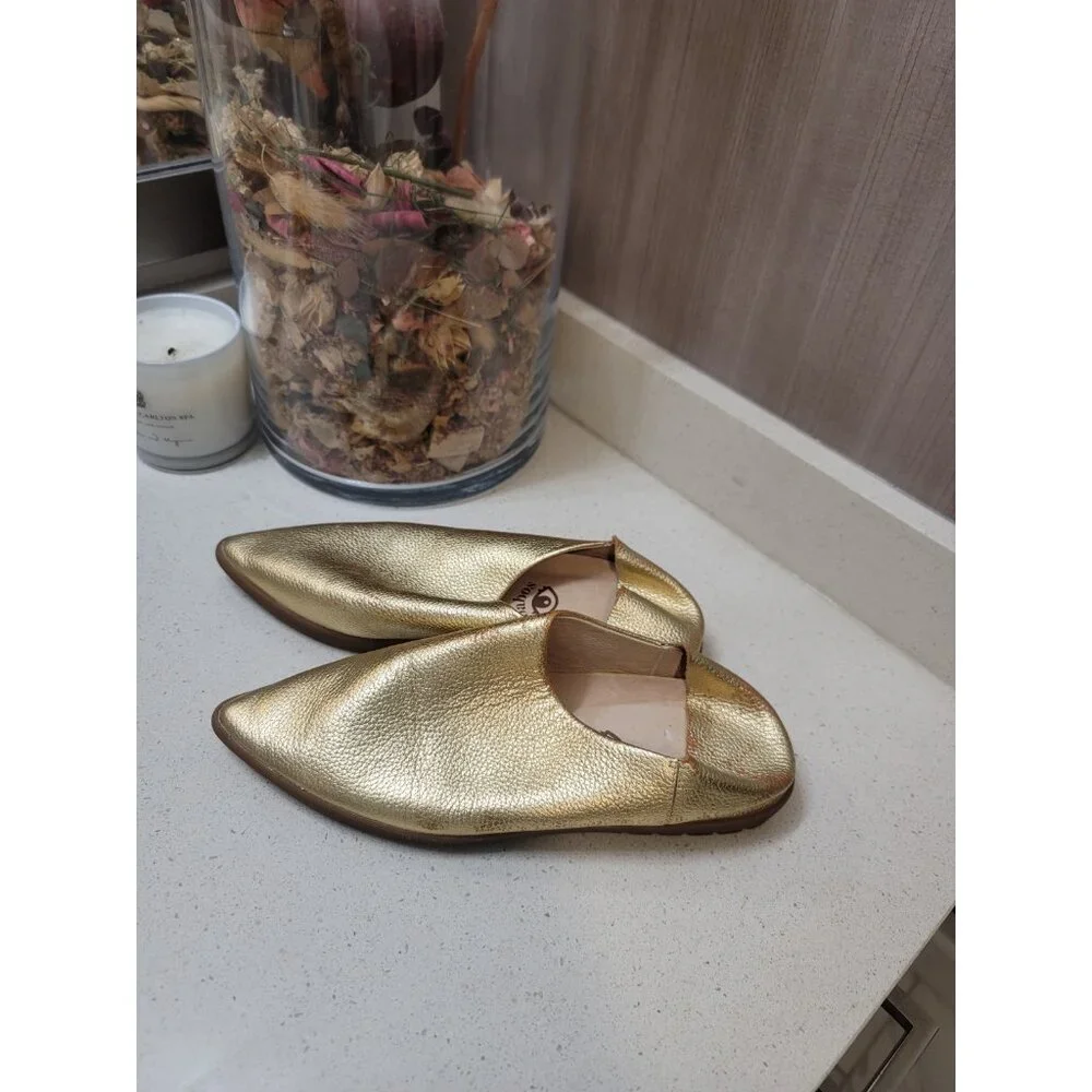 Vision Quest Babos Gold Babouche Mules Loafers (US 8) - Picture 2 of 6